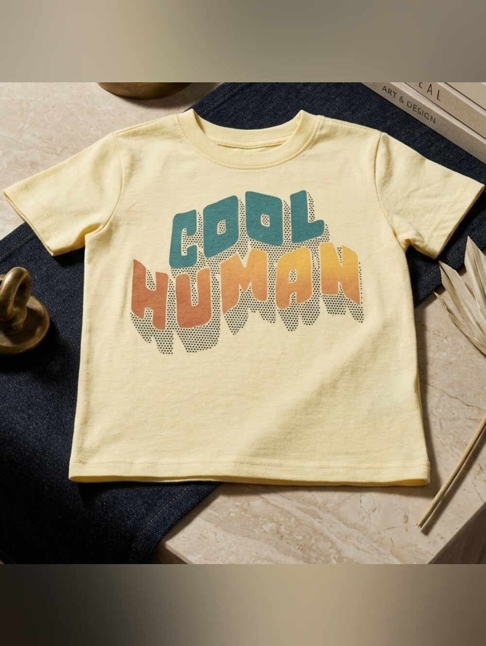 Garanimals Yellow 'Cool Human' Short Sleeve Tee with Blue & Orange Graphic